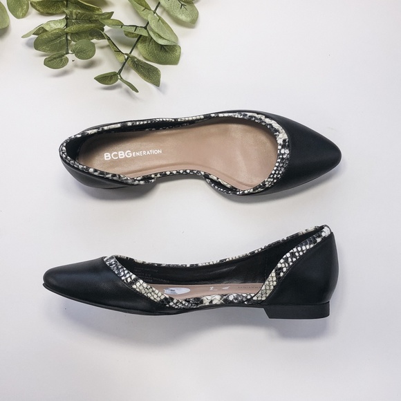 BCBG Round Point Toe Flats with Snake Print Accent - Picture 3 of 3